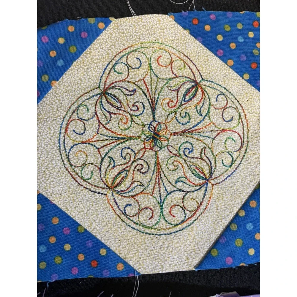 Set of 12 Vtg Quilt Blocks~ Machine Embroidered~Birds and Flowers~4-6
